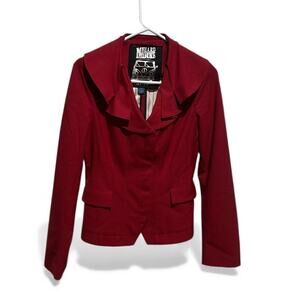 Millard Filmore Red Blazer Button Up Clips Size Small Ruffled Collar MF-13